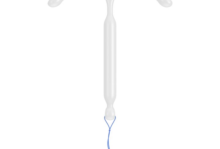 Birth Control Concept. T Shape IUD Hormonal Intrauterine Device on a white background. 3d Rendering